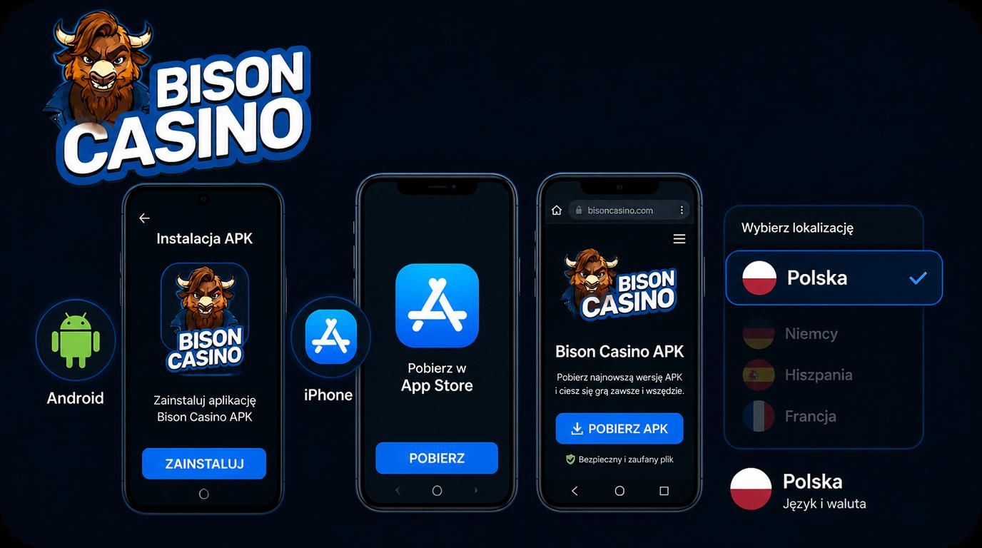 interfejs instalacji aplikacji Bison Casino na Androida i iOS w Polsce